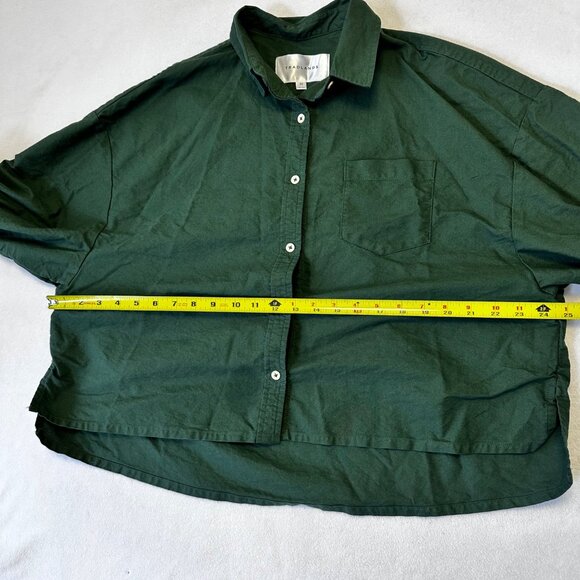 Tradlands Womens Boxy Long Sleeve Button Up Top Size M Hunter Green READ - Picture 12 of 14